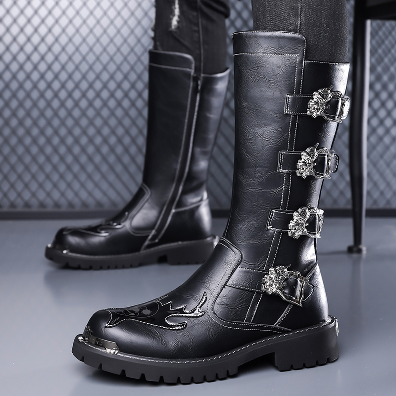 Leather Work Boots - Autumn New Designer Leather Long Boots