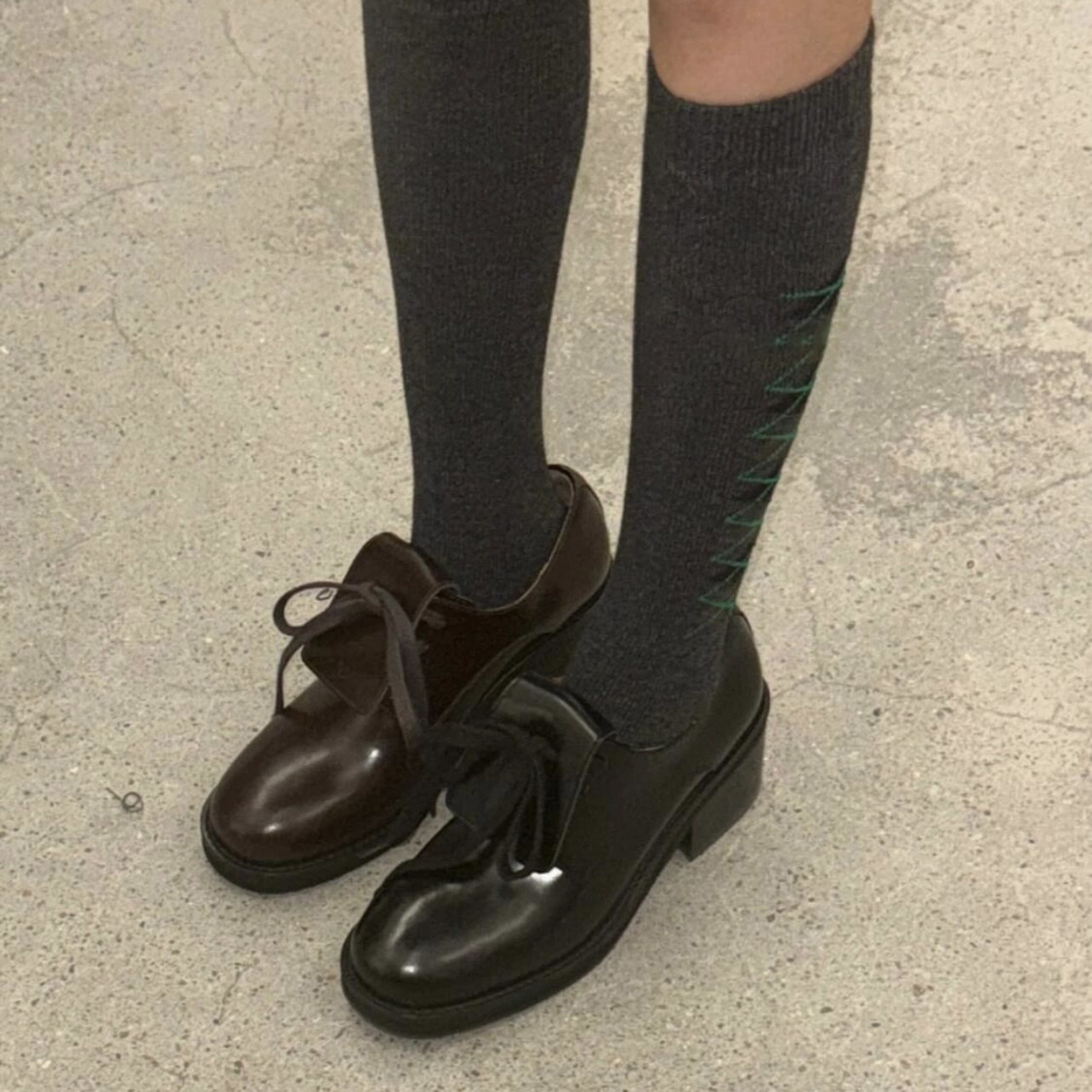 Leather Work Outfit - Women's Leather Lace-Up Platform Derby Shoes