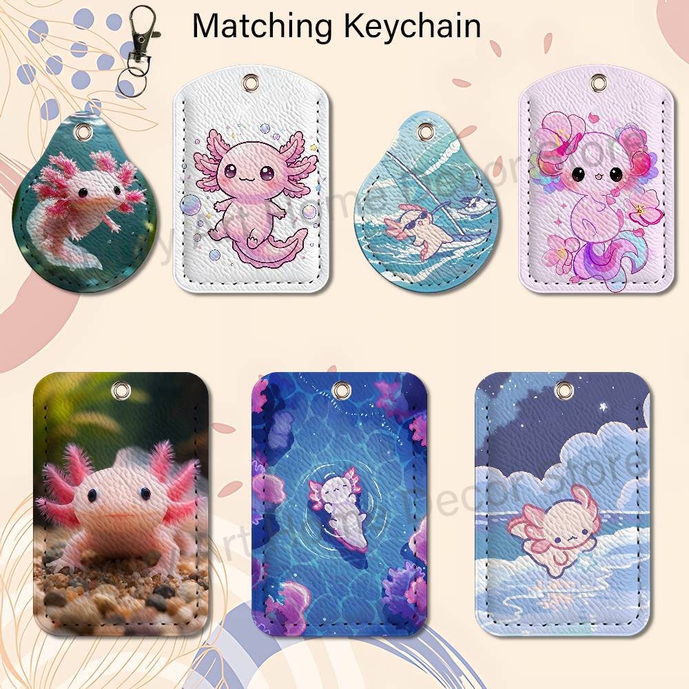 Leather Works - Cute pink A-Axolotl Cartoon Holder Keychain