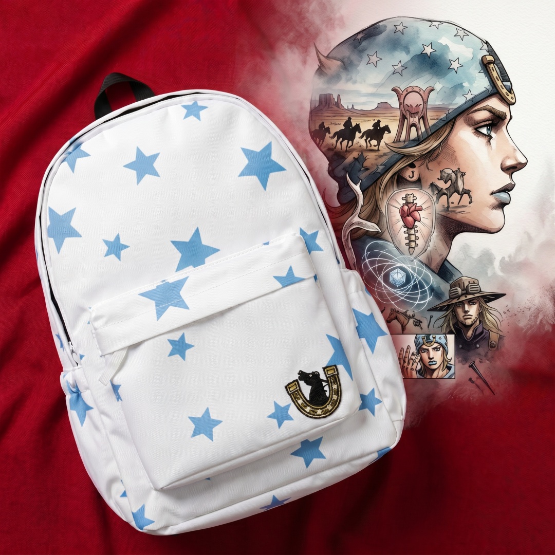 Leather Work Backpack - 17inch JOJO Bizarre Adventure Steel Ball