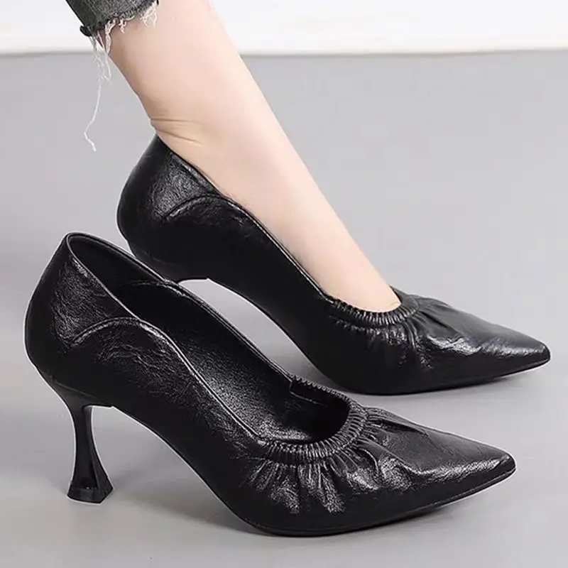Leather Work Outfit - 2025 Leather Office Work Shoes,Women Pumps,High