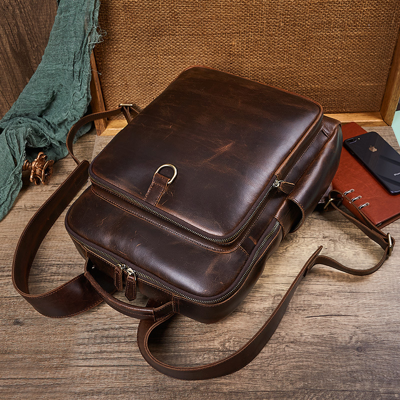 Men's Top Grain Waxed Leather  - đánh giá và giá Leather Work Backpack