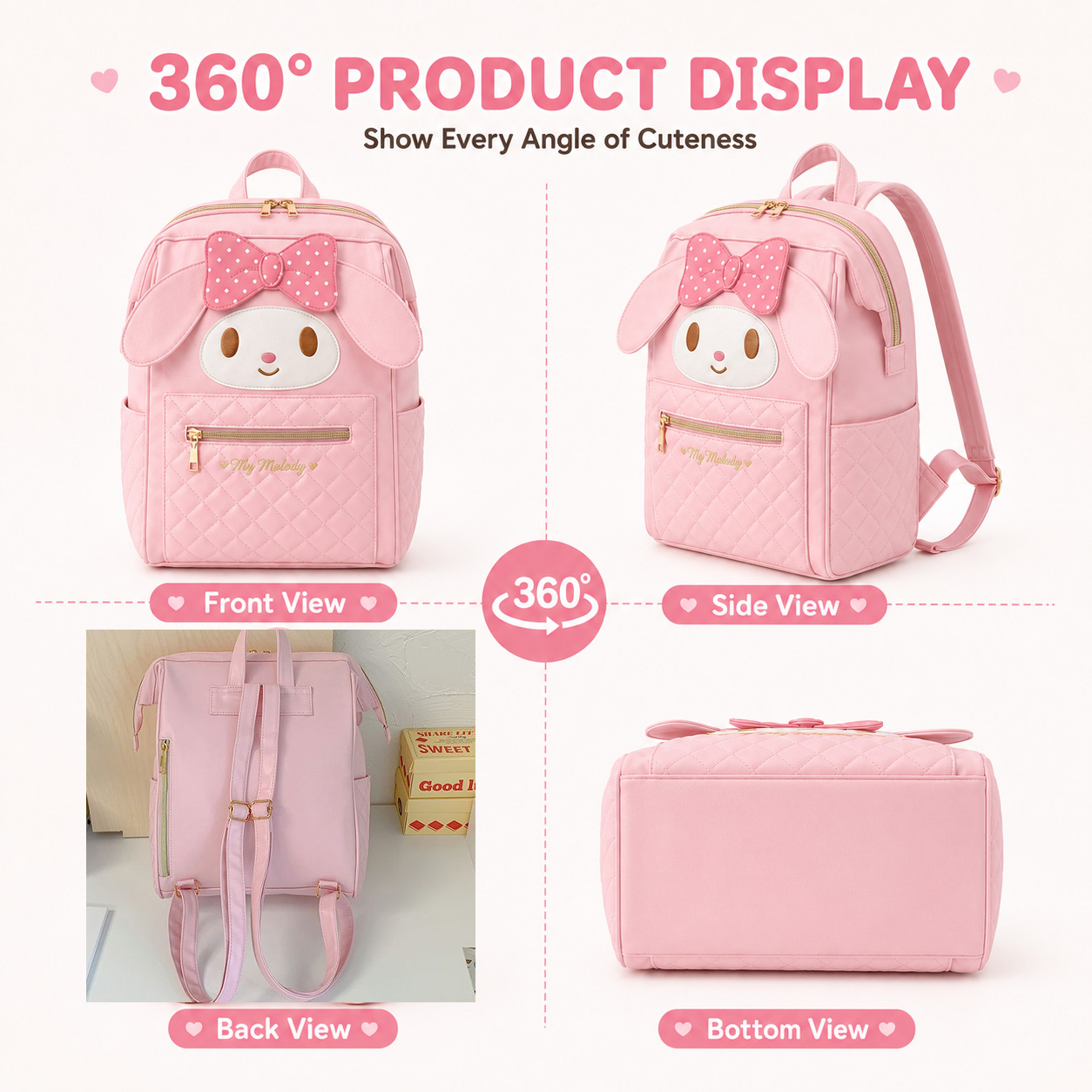 Kawaii Sanrio Backpack My Melo - đánh giá và giá Leather Work Backpack