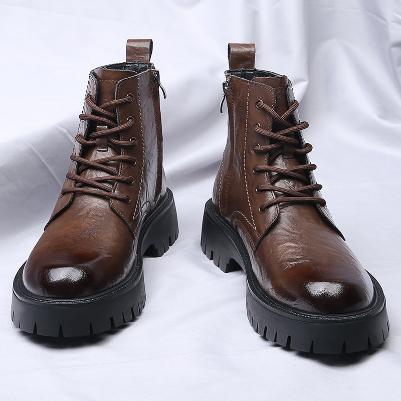 Men Side Zipper High Top Boots - đánh giá và giá Leather Work Boots