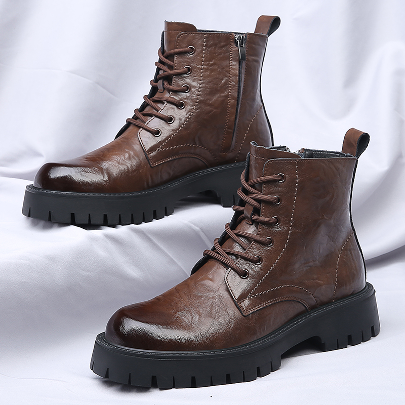 Men Side Zipper High Top Boots - đánh giá và giá Leather Work Boots
