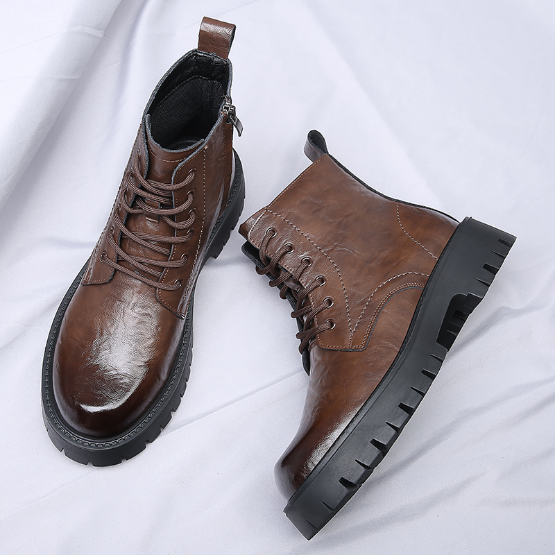Men Side Zipper High Top Boots - đánh giá và giá Leather Work Boots