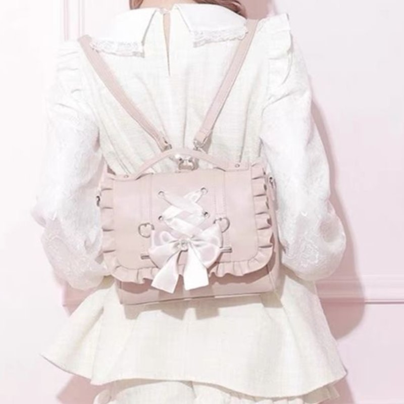 Sweet Bow Pink Mochila Women F - đánh giá và giá Leather Work Backpack