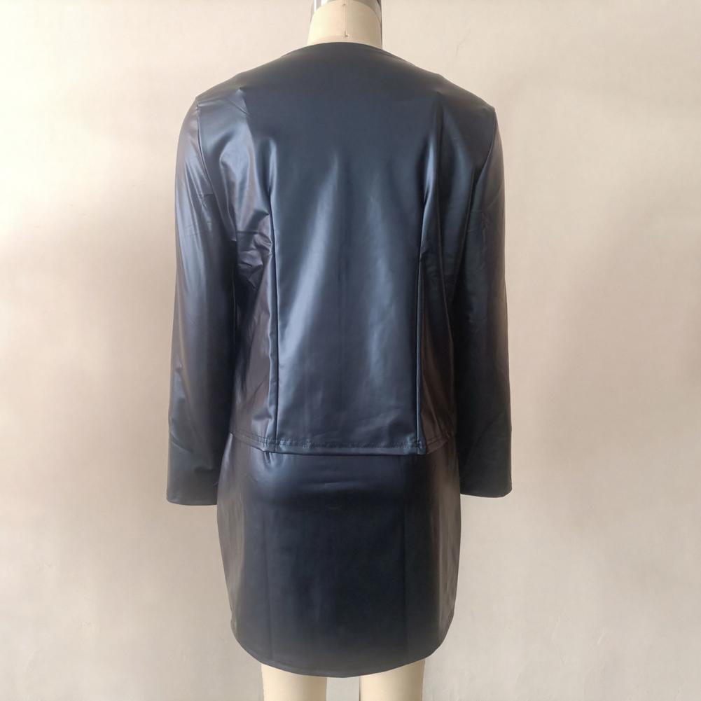 Women Faux Leather Skirt Suit  - đánh giá và giá Leather Work Outfit