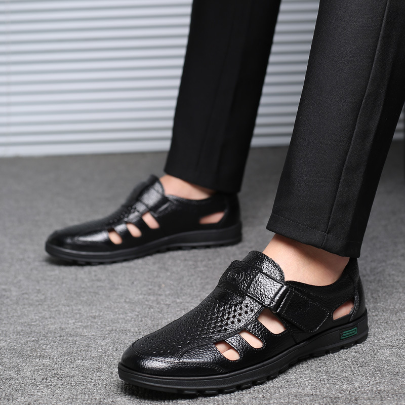 Men's Leather Sandals Hollow O - đánh giá và giá Leather Work Outfit