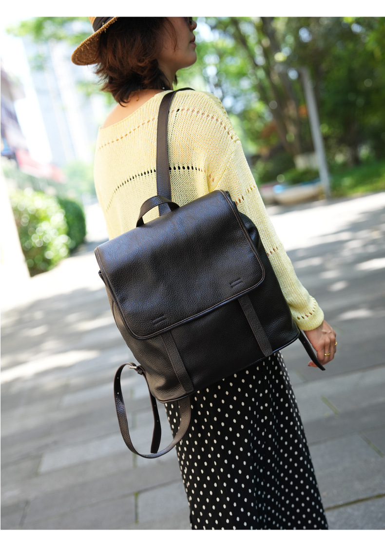 Women Top Grain Cowhide Flap B - đánh giá và giá Leather Work Backpack